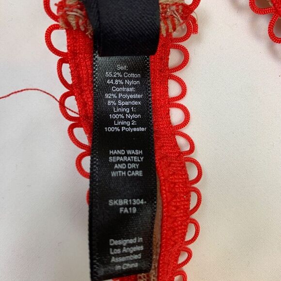 For Love And Lemons VS Faye Lace Underwire Long Line Bustier Bra Red XL - Picture 7 of 10